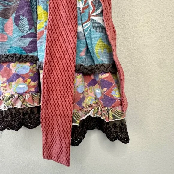 MATILDA JANE Wrap Dress Girls 2T 2 Aqua Floral & Plaid With Red Bow Accent - Picture 6 of 8